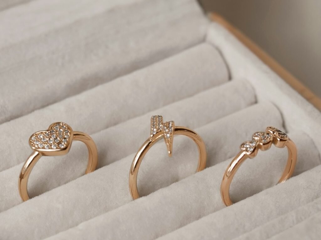 Gold ring stored in a soft velvet jewelry box