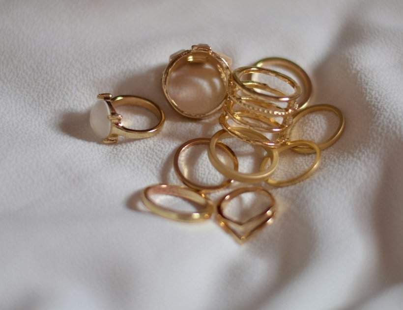 Gold rings on a soft white cloth